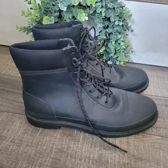 Hunter Original Insulated Commando Black Lace Up Boots Men's Size 13