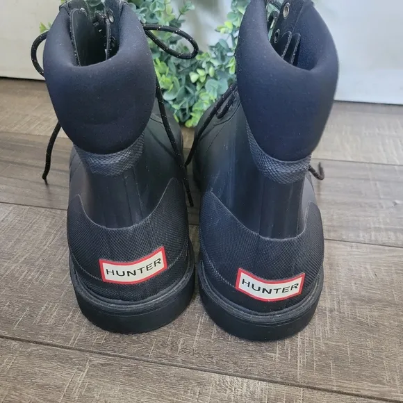 Hunter Original Insulated Commando Black Lace Up Boots Men's Size 13
