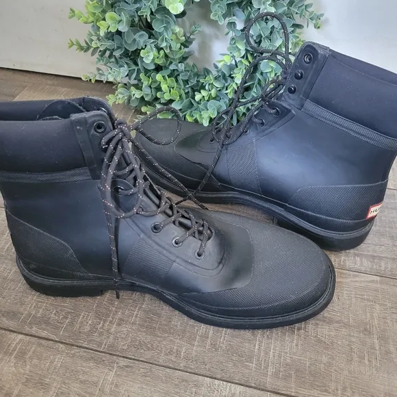 Hunter Original Insulated Commando Black Lace Up Boots Men's Size 13