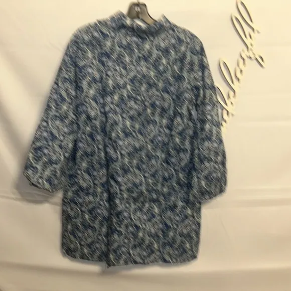 HYACINTH HOUSELong Sleeve Blue Carrington Collared Mini Dress