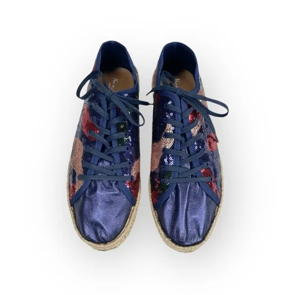 Ibizas ༄ Sequin Platform Espadrilles Lace Up Sneakers ༄ Navy Red Pink༄ 40 9 9.5