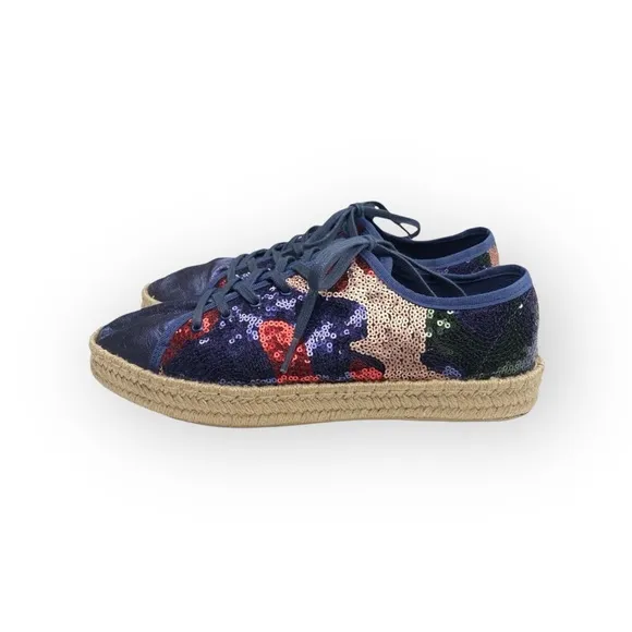 Ibizas ༄ Sequin Platform Espadrilles Lace Up Sneakers ༄ Navy Red Pink༄ 40 9 9.5