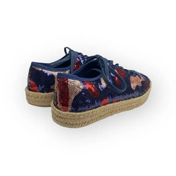 Ibizas ༄ Sequin Platform Espadrilles Lace Up Sneakers ༄ Navy Red Pink༄ 40 9 9.5