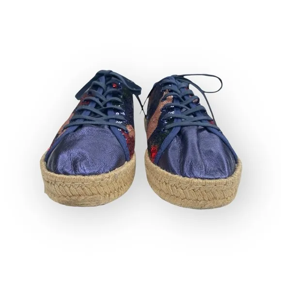 Ibizas ༄ Sequin Platform Espadrilles Lace Up Sneakers ༄ Navy Red Pink༄ 40 9 9.5