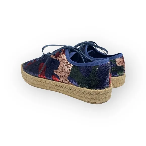 Ibizas ༄ Sequin Platform Espadrilles Lace Up Sneakers ༄ Navy Red Pink༄ 40 9 9.5