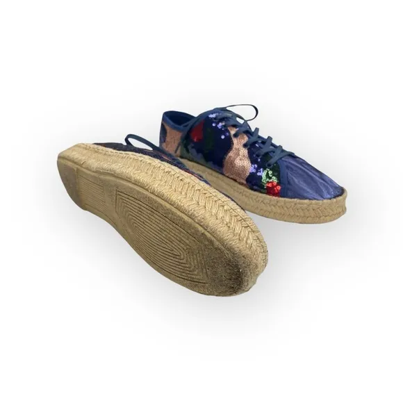 Ibizas ༄ Sequin Platform Espadrilles Lace Up Sneakers ༄ Navy Red Pink༄ 40 9 9.5