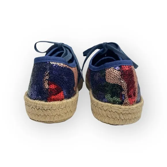 Ibizas ༄ Sequin Platform Espadrilles Lace Up Sneakers ༄ Navy Red Pink༄ 40 9 9.5
