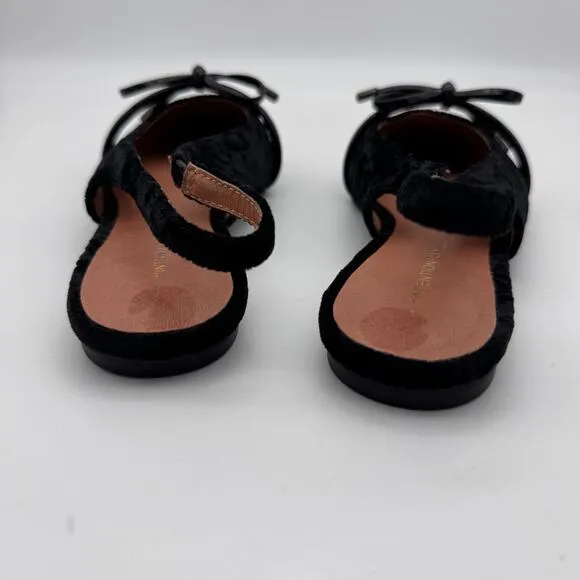 Intentionally Blank Flats Womens size 7 Velvet Slingback Pointed Black Bow