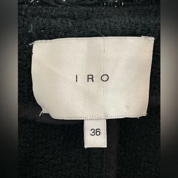 IRO Agnette Black Tweed Moto biker Jacket 36/4/XS