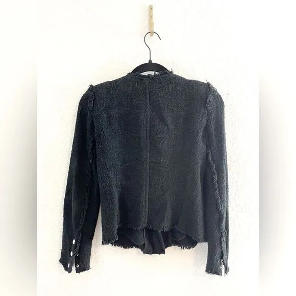 IRO Agnette Black Tweed Moto biker Jacket 36/4/XS