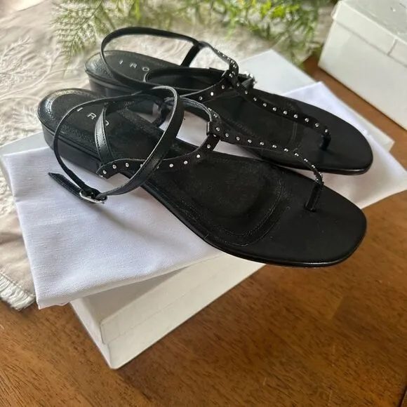 IRO Black studded flat sandals w/ dust bag. WP42LILAS20S Retail $449 FR Sz 39