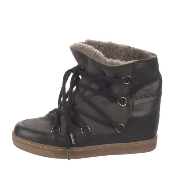 Isabel Marant Black Shearling-Lined Snow Boots