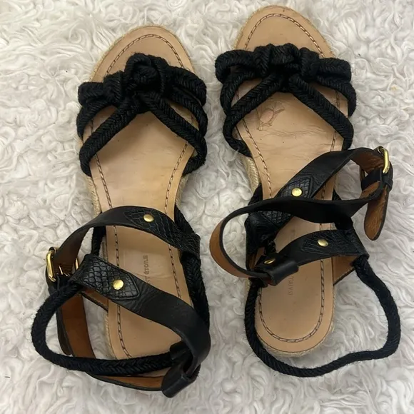 Isabel Marant Etoile Camila Black Strappy Espadrille Sandals