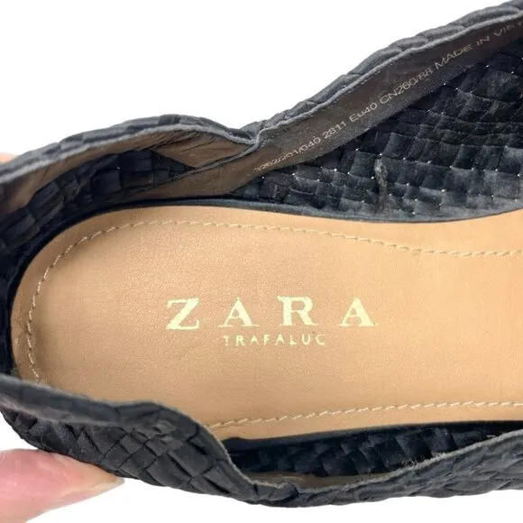 ISO! NEW Zara Black Woven Babouche Pointed Toe Flats Size 40