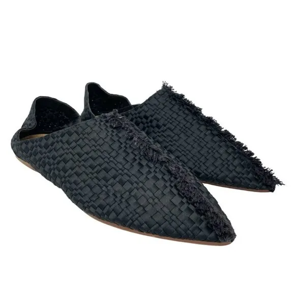 ISO! NEW Zara Black Woven Babouche Pointed Toe Flats Size 40