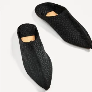 ISO! NEW Zara Black Woven Babouche Pointed Toe Flats Size 40
