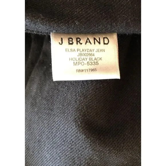 J Brand Women's Black X Elsa Hosk Playday Tapered High-rise Denim Jeans Size 25