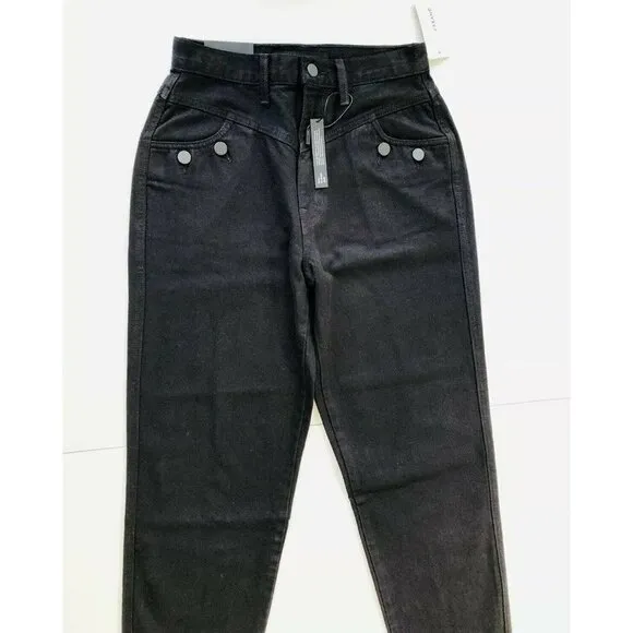 J Brand Women's Black X Elsa Hosk Playday Tapered High-rise Denim Jeans Size 25