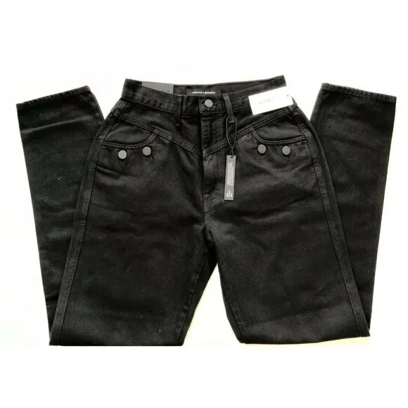 J Brand Women's Black X Elsa Hosk Playday Tapered High-rise Denim Jeans Size 25