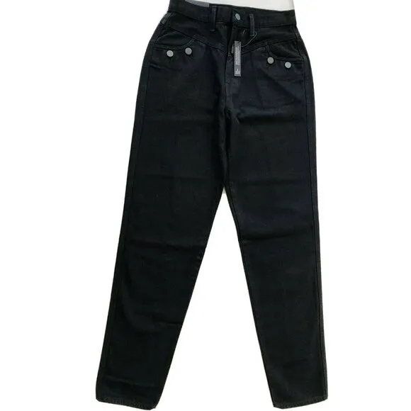 J Brand Women's Black X Elsa Hosk Playday Tapered High-rise Denim Jeans Size 25