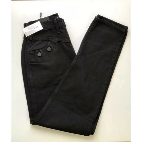 J Brand Women's Black X Elsa Hosk Playday Tapered High-rise Denim Jeans Size 25