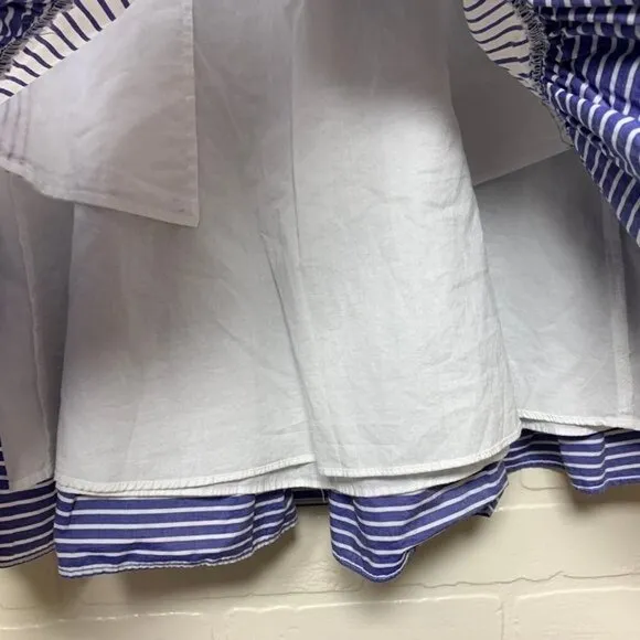 J. Crew 100% Cotton White &amp; Blue Mini Ruffle Skirt