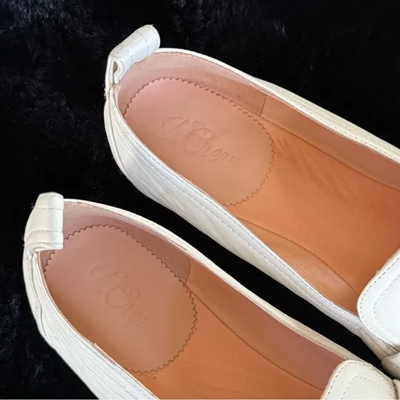 J CREW 11 10.5 Marie Tab Loafers • Leather • Dusty Ivory Cream • Slip On Classic