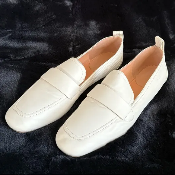 J CREW 11 10.5 Marie Tab Loafers • Leather • Dusty Ivory Cream • Slip On Classic