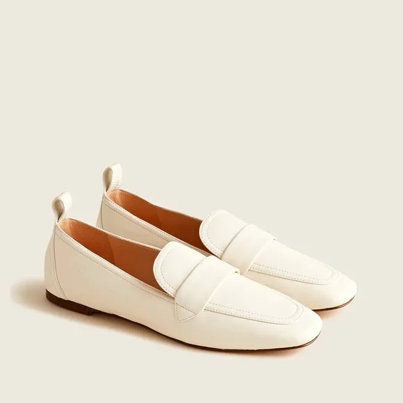 J CREW 11 10.5 Marie Tab Loafers • Leather • Dusty Ivory Cream • Slip On Classic