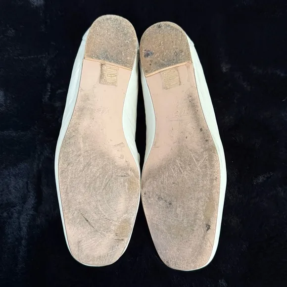 J CREW 11 10.5 Marie Tab Loafers • Leather • Dusty Ivory Cream • Slip On Classic