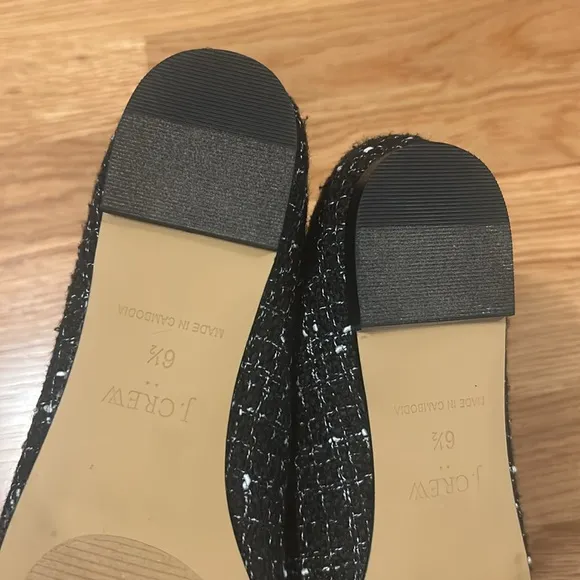 J. Crew Black and White Tweed Ballet Flats Size 6.5
