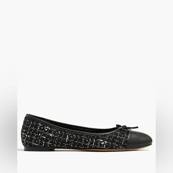 J. Crew Black and White Tweed Ballet Flats Size 6.5