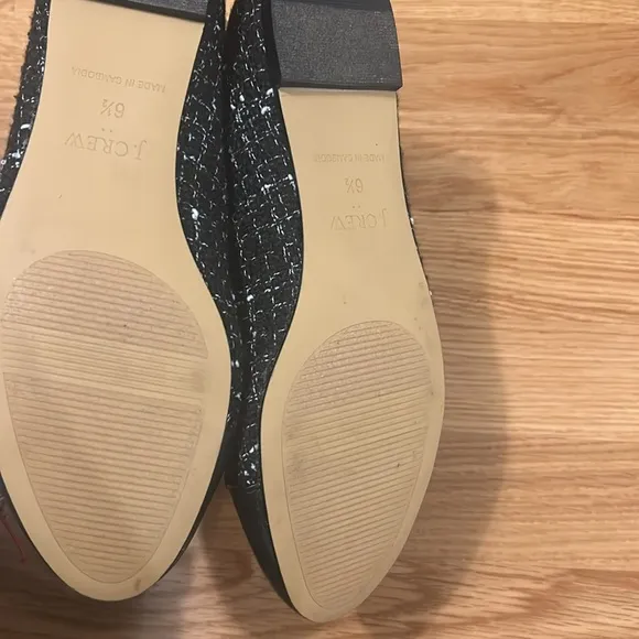 J. Crew Black and White Tweed Ballet Flats Size 6.5