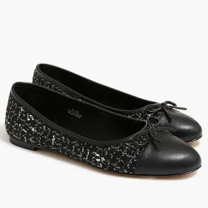J. Crew Black and White Tweed Ballet Flats Size 6.5