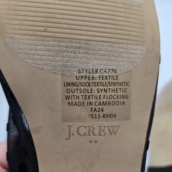 J. Crew Factory Mesh Cap Toe Ballet Flats Size 8 Black New CA776 polka dot