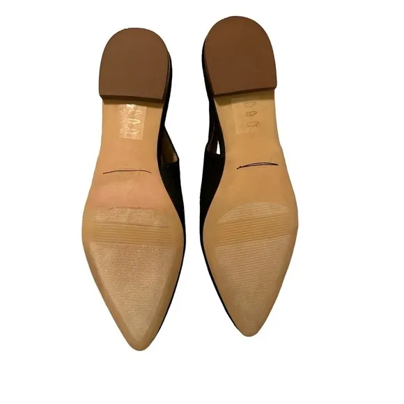 J. Crew Factory Women's Bow Slingback Flats-Suede Pointed Toe Size 6 Black NWT