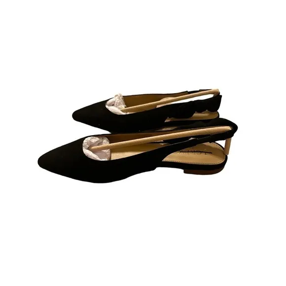 J. Crew Factory Women's Bow Slingback Flats-Suede Pointed Toe Size 6 Black NWT