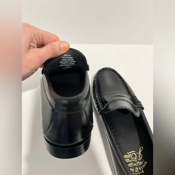 J Crew Kids' Camden penny loafers in leather BS586 $98 black size K13 NEW no box