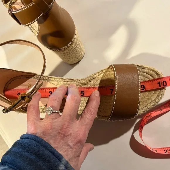 J CREW Leather Platform Wedge Espadrilles in Burnished Pecan
