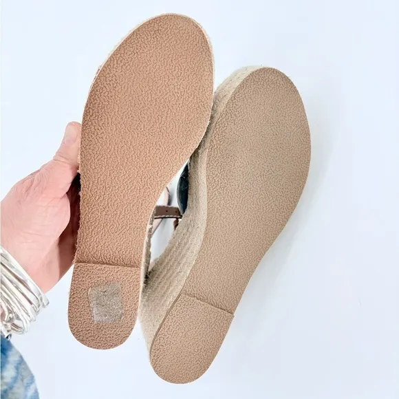 J CREW Leather Platform Wedge Espadrilles in Burnished Pecan