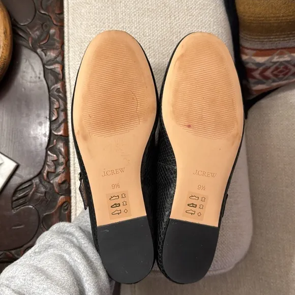 J. Crew Logan Mary Jane ballet flats in black snake-embossed Italian leather