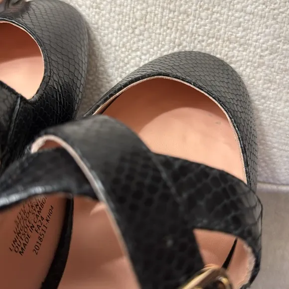 J. Crew Logan Mary Jane ballet flats in black snake-embossed Italian leather