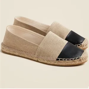 🌷J. Crew -  Made-in-Spain cap toe espadrilles in linen - Sz 8.5 - Item CA010 NWT