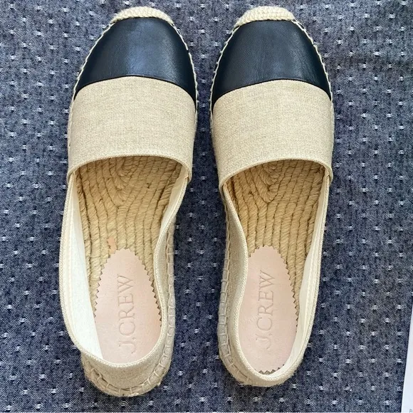 🌷J. Crew -  Made-in-Spain cap toe espadrilles in linen - Sz 8.5 - Item CA010 NWT