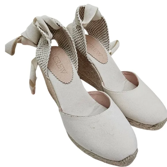 J. Crew Made-in-Spain lace-up high-heel espadrilles Women's Size 7