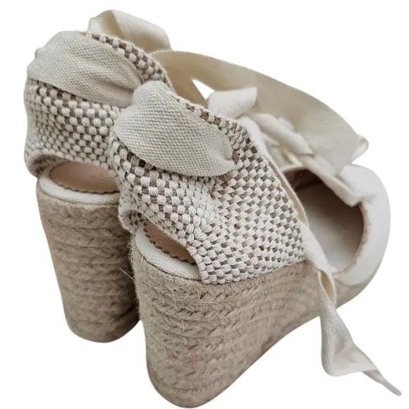 J. Crew Made-in-Spain lace-up high-heel espadrilles Women's Size 7