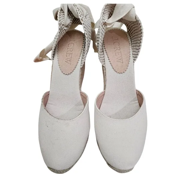J. Crew Made-in-Spain lace-up high-heel espadrilles Women's Size 7