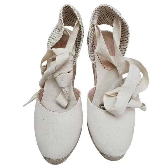 J. Crew Made-in-Spain lace-up high-heel espadrilles Women's Size 7