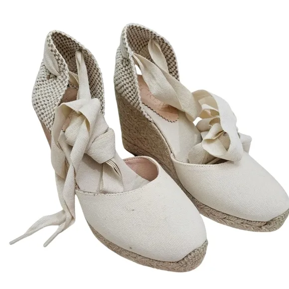 J. Crew Made-in-Spain lace-up high-heel espadrilles Women's Size 7