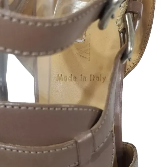 J Crew Menara Womens New Italian Leather Strappy Sandals Heels in Taupe Size 10